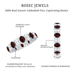 Natural Garnet Diamond Eternity Wedding Band Ring