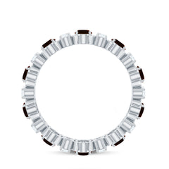 Natural Garnet Diamond Eternity Wedding Band Ring