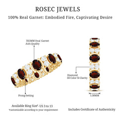 Natural Garnet Diamond Eternity Wedding Band Ring