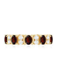 Natural Garnet Diamond Eternity Wedding Band Ring