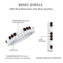 Certified Real Garnet Two Row Wedding Eternity Band Ring