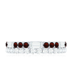 Certified Real Garnet Two Row Wedding Eternity Band Ring