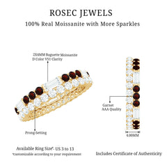 Certified Real Garnet Two Row Wedding Eternity Band Ring