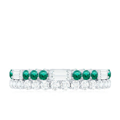 Certified Lab Grown Emerald Double Row Eternity Wedding Band