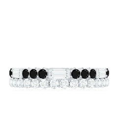 Certified Real 2 Row Black Spinel Eternity Ring with Moissanite