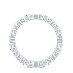 Certified Moissanite Eternity Band Ring with Lab Blue Sapphire