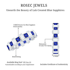 Certified Lab Grown Blue Sapphire Eternity Band with Moissanite