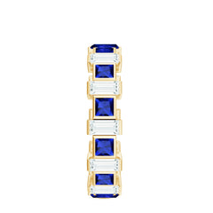Certified Lab Grown Blue Sapphire Eternity Band with Moissanite