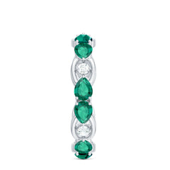 Certified Pear Shape Lab Grown Emerald Eternity Band in East West Style