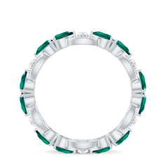 Certified Pear Shape Lab Grown Emerald Eternity Band in East West Style