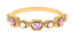 Pink Tourmaline and Diamond Eternity Wedding Band