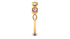 Pink Tourmaline and Diamond Eternity Wedding Band