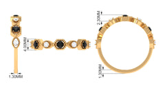 Black Spinel and Diamond Half Eternity Ring in Prong Setting