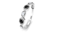 Black Spinel and Diamond Half Eternity Ring in Prong Setting