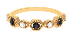 Black Spinel and Diamond Half Eternity Ring in Prong Setting