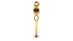 Black Spinel and Diamond Half Eternity Ring in Prong Setting