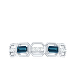 Natural London Blue Topaz Designer Eternity Band with Diamond