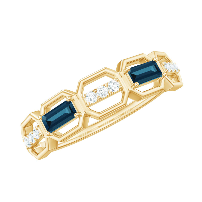 Natural London Blue Topaz Designer Eternity Band with Diamond