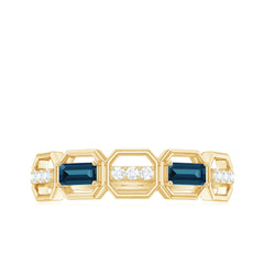 Natural London Blue Topaz Designer Eternity Band with Diamond