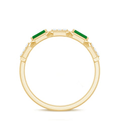 Natural Baguette Emerald Diamond Anniversary Band Ring in East West Style