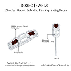 Genuine Baguette Garnet Diamond Wedding Band Ring