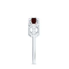 Genuine Baguette Garnet Diamond Wedding Band Ring