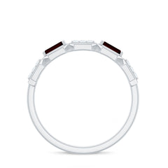 Genuine Baguette Garnet Diamond Wedding Band Ring