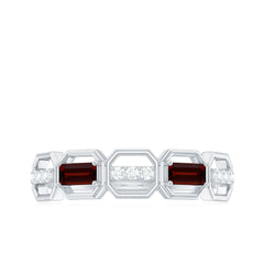 Genuine Baguette Garnet Diamond Wedding Band Ring
