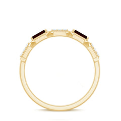 Genuine Baguette Garnet Diamond Wedding Band Ring