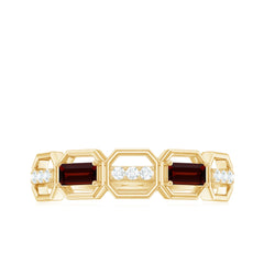 Genuine Baguette Garnet Diamond Wedding Band Ring
