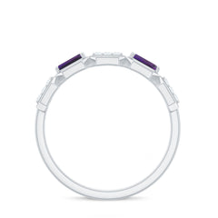Amethyst and Diamond Geometric Half Eternity Ring