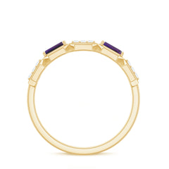 Amethyst and Diamond Geometric Half Eternity Ring