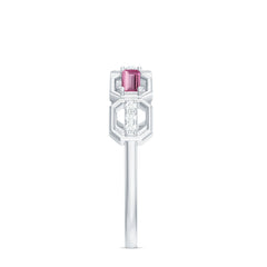 Pink Tourmaline and Diamond Geometric Half Eternity Ring