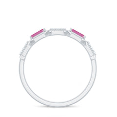 Pink Tourmaline and Diamond Geometric Half Eternity Ring