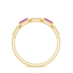 Pink Tourmaline and Diamond Geometric Half Eternity Ring