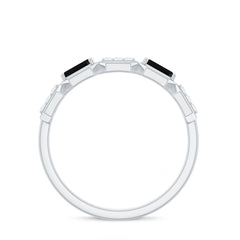 Natural Baguette Black Spinel Diamond Geometric Band Ring