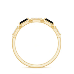 Natural Baguette Black Spinel Diamond Geometric Band Ring