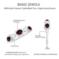 Natural Garnet Diamond Wedding Band With Certificate