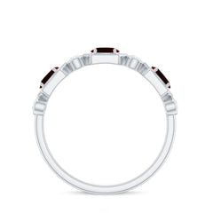 Natural Garnet Diamond Wedding Band With Certificate