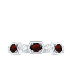 Natural Garnet Diamond Wedding Band With Certificate