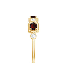 Natural Garnet Diamond Wedding Band With Certificate