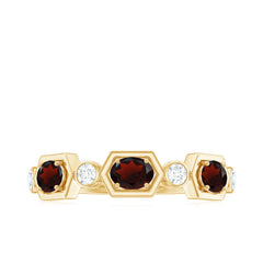 Natural Garnet Diamond Wedding Band With Certificate