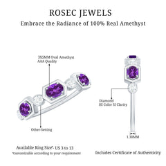 Oval Amethyst and Diamond Half Eternity Ring