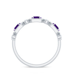 Oval Amethyst and Diamond Half Eternity Ring