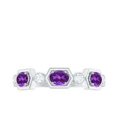 Oval Amethyst and Diamond Half Eternity Ring