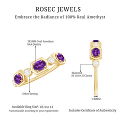 Oval Amethyst and Diamond Half Eternity Ring