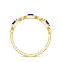 Oval Amethyst and Diamond Half Eternity Ring