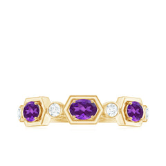 Oval Amethyst and Diamond Half Eternity Ring