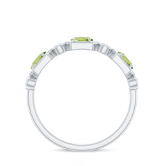 Natural Oval Peridot Diamond Half Eternity Ring for Women