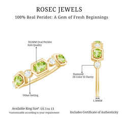 Natural Oval Peridot Diamond Half Eternity Ring for Women